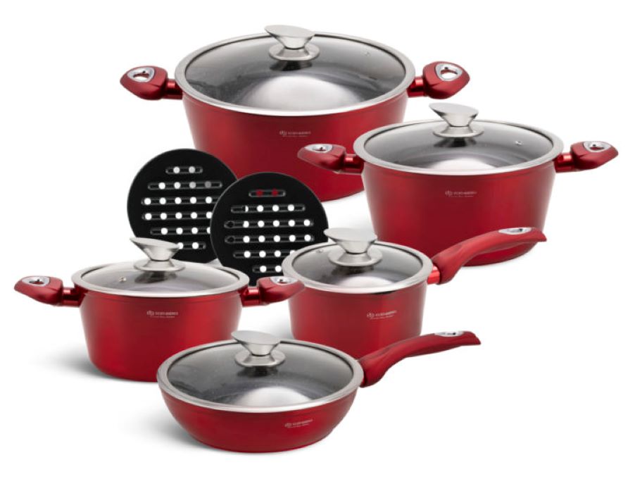 12-częściowy zestaw garnków z patelnią marmurkową 12-częściowy zestaw garnków z patelnią marmurkową